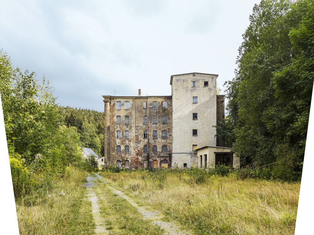 Nordfassade Spinnmühle / Baumwollspinnerei E. Evans in Siebenhöfen