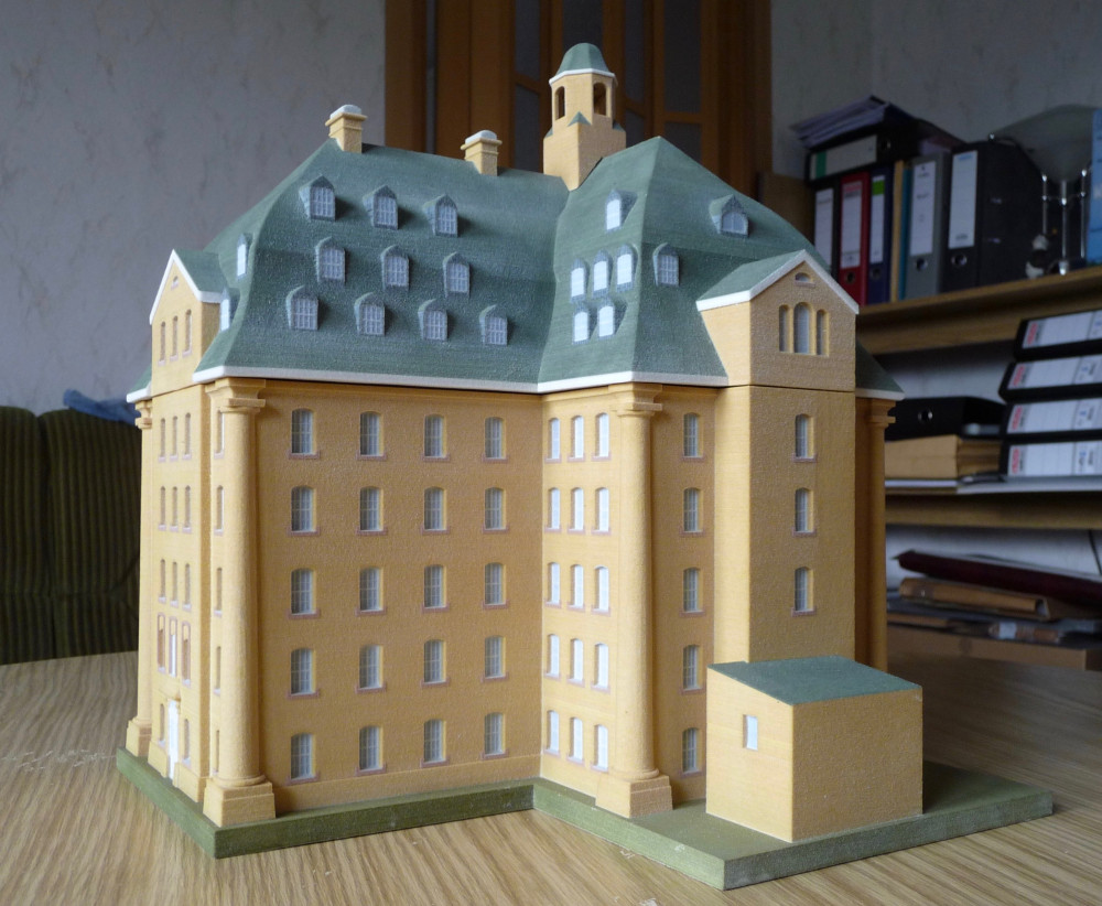 Modell der Evan'schen Spinnmühle im 19. Jahrhundert