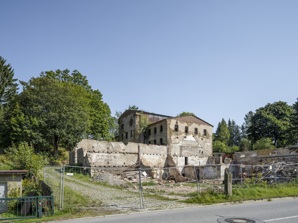 Außenansicht der Spinnmühle III J. H. Naumann & J. T. Lohse in Schlettau