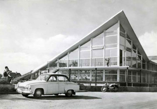 Ehem. HO-Raststätte Oschatz, Ortsteil Lonnewitz; historische Postkarte (1977)